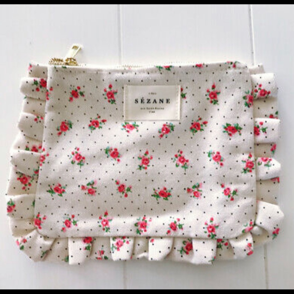 NWT 2 Sezane Froufrou Pouches Rose Floral Fall 2021 Makeup Bag